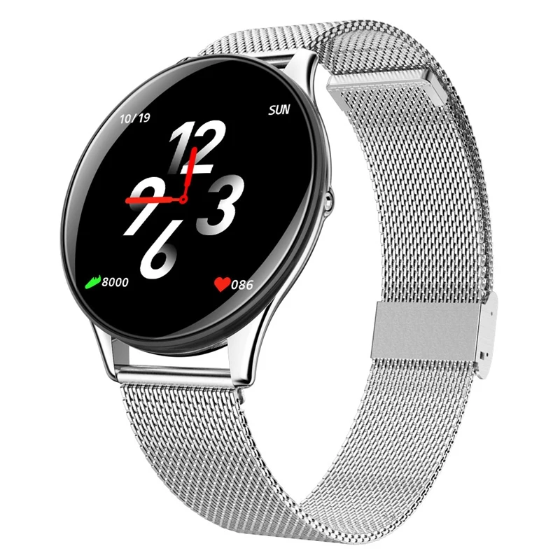 

SN58 Tempered Glass Screen Steel Strap Smart Watch IP68 Waterproof Heart Rate Monitor Blood Pressure for Android IOS Phone
