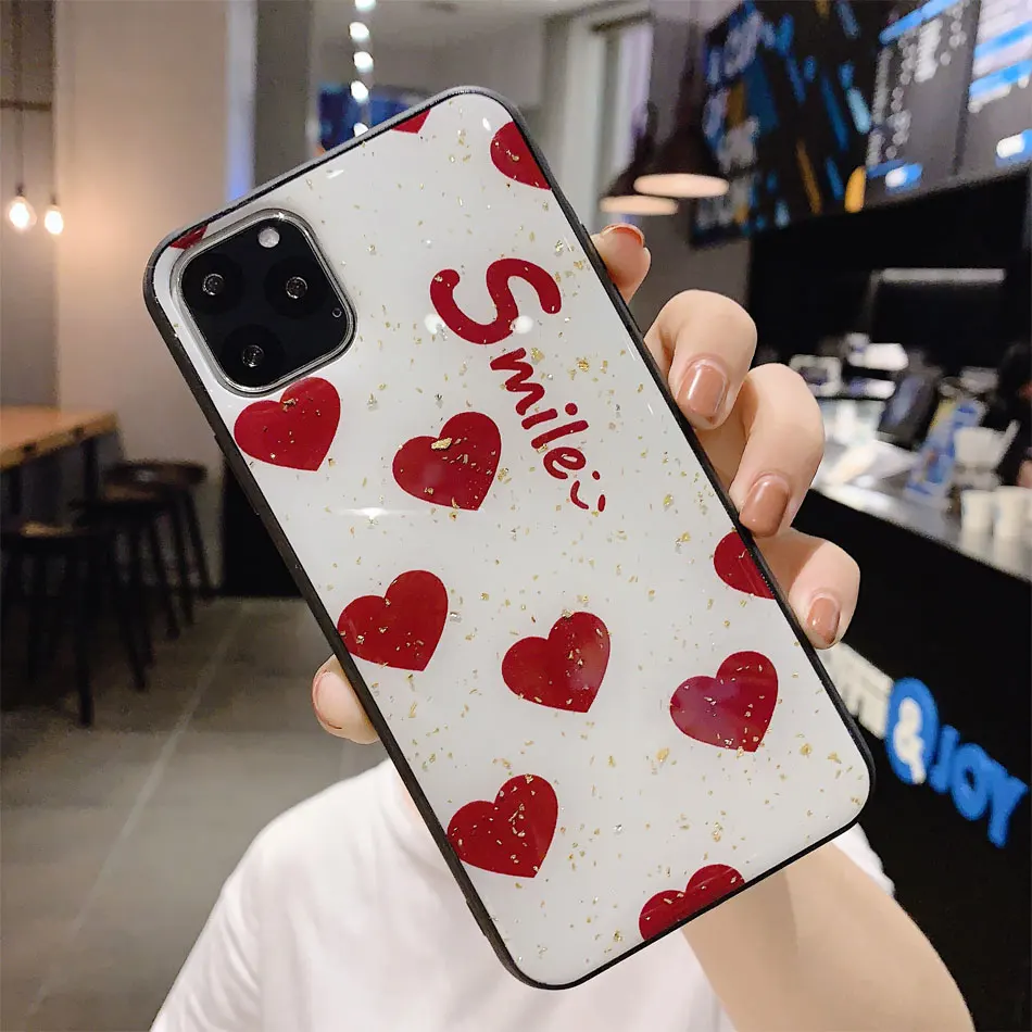 Design 3 Sinocom Handa Love Heart Flower Coque чехол для Huawei P10 P30 Lite P20 Pro mate 20 Nova 5 мягкое Мраморное блестящее золотое покрытие из фольги - Цвет: Design 3