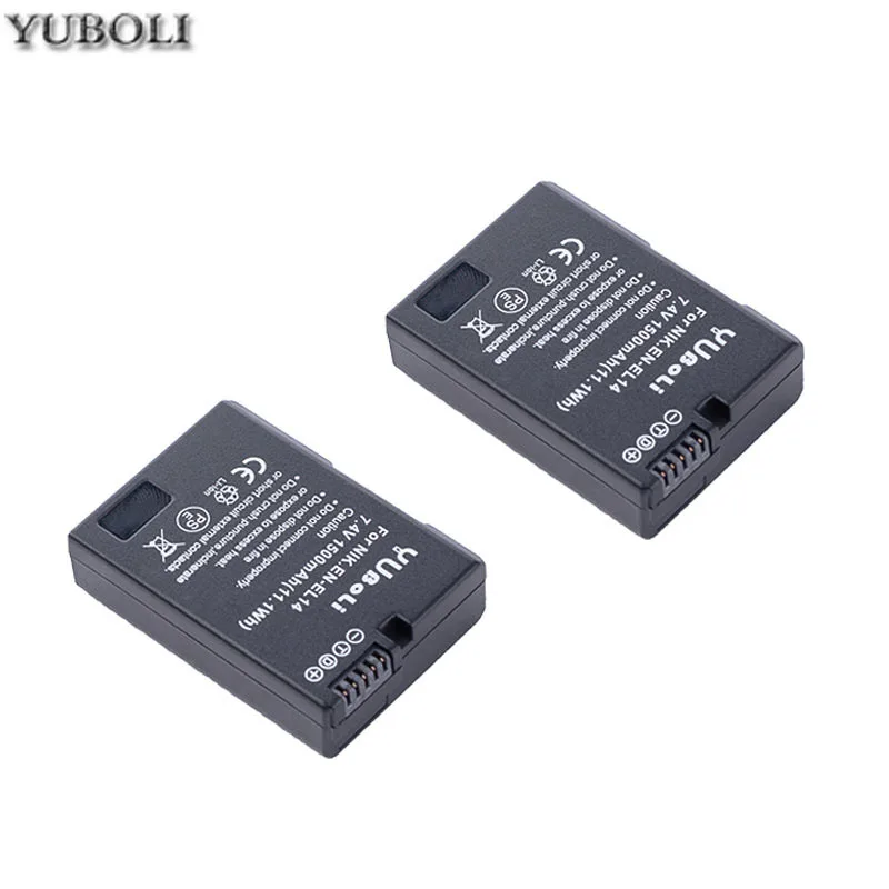 1500 мА/ч, EN-EL14 батареи ENEL14 RU EL14 EL14A Камера Батарея пакет для Nikon D5200 D3100 D3200 D5100 P7000 P7100 MH-24 акумуляторная батарея - Цвет: 2battery