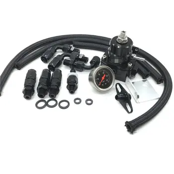 

Adjustable Fuel Pressure Regulator Kit FRP Fuel Pressure Regulator With Gauge/6AN Hose/Oil Hose End Fitting Adapter