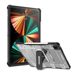 Military-Grade Shockproof Rugged Kickstand Tablet Cover Case for Pro 12.9 2021 (Black)