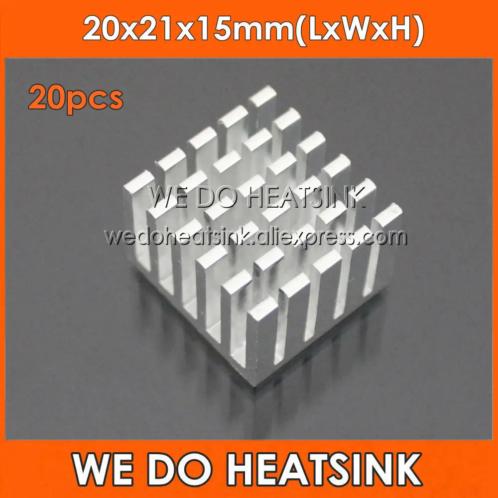 20pcs 20x21x15mm Aluminium Radiator Silver Heatsink For Plastic IC Packages and PCB CPU | Компьютеры и офис