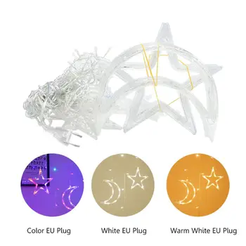 

3.5M Moon Star Lamp Fairy String Light EU Plug Night Light for Xmas Wedding Party Ramadan Decoration Icicle Lamp