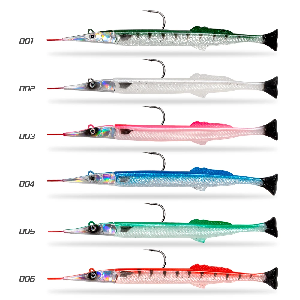 D1 140mm 12.2g Sinking Fishing Lures Long-mouthed Needlefish Jig Head Soft  Lure T-Tail Good Swimbait For Bass Tuna DT2005