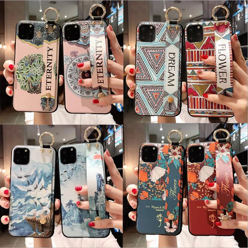 Мягкий ТПУ чехол для iphone 11 Pro Max X Xs XR 7 8 6 6s plus ремешок на руку держатель телефона coque