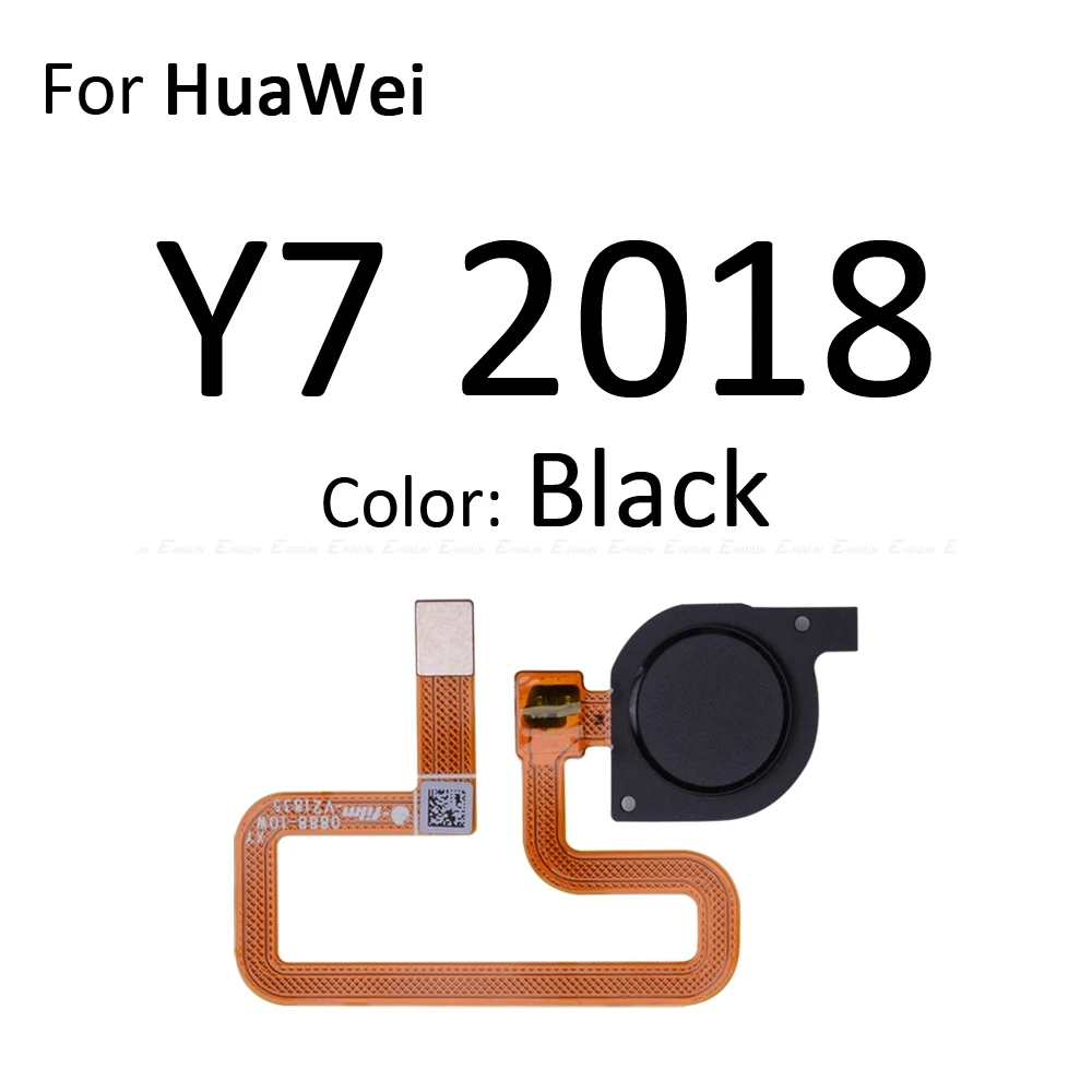 Сканер отпечатков пальцев разъем для Huawei Y9 Y7 Y6 премьер-профессионал сенсорный сенсор ID Кнопка возврата домой ключ гибкий кабель - Цвет: For Y7 2018 Black