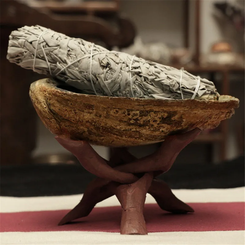 TTLIFE Abalone Shell Smudge Kit Wooden Tripod for White Sage Stick Room Purification Smoke Supplies Multifunction Home Decor