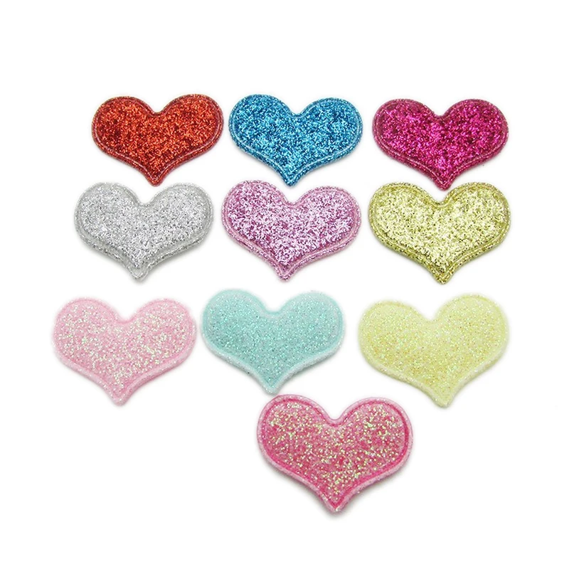 

50pcs/lot Bling Glitter Sequin Heart Patches Appliques for Handmade Diy Clothing Headwear Craft Accessories Sewing Materials
