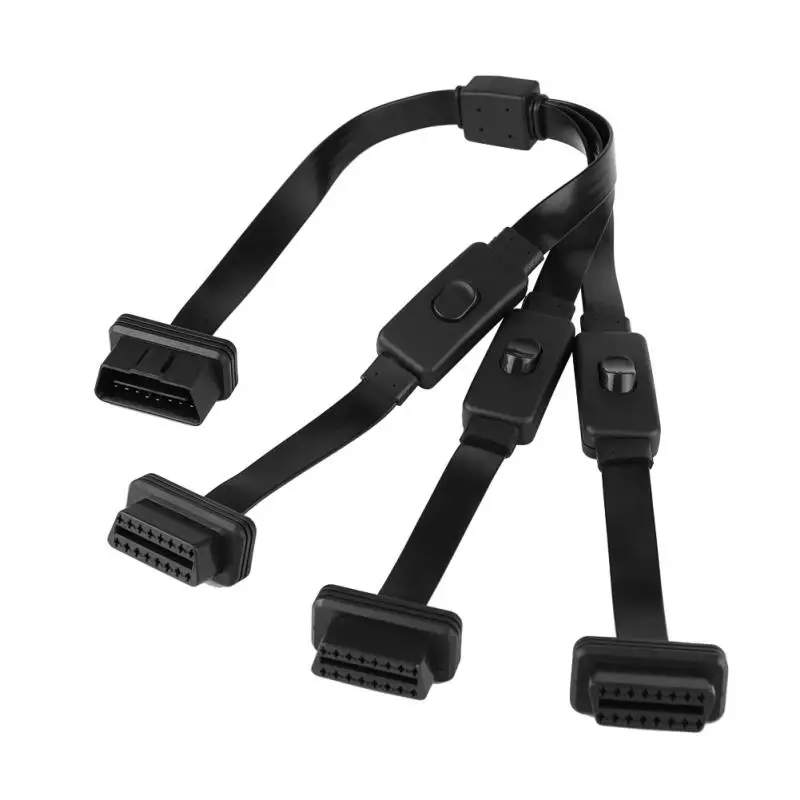 16 Pin 1 Male to 3 Female OBD2 Удлинительный Кабель-адаптер с переключателем ВКЛ/ВЫКЛ для всех OBD 2 протоколов