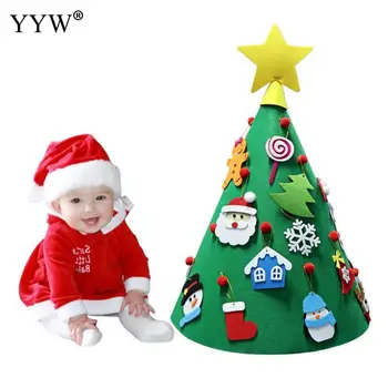 

Xmas New Year Gifts Kids Felt Christmas Tree Decorations For New Year'S Wall Hanging Ornament Polyester Diy Navidad Tree Natal