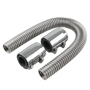 

24 "Flexible" upper / lower radiator hose stainless steel and stainless steel w / chrome caps V8 car accessories