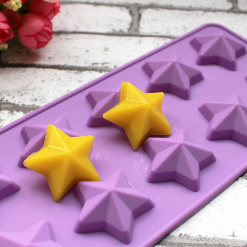 12Holes Mini Stars Silicone Soap Mold Handmade DIY Chocolate Biscuit Mold Soap Stome Cake Decors Fondant Pastry Baking Tool