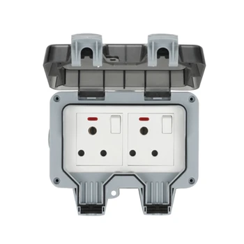 

UK/EU Plug Electrical Wall Socket Outdoor Waterproof Dust-proof Power Outlet