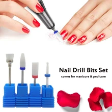 Новинка, 4 шт, набор керамических сверл для ногтей, набор сверл для педикюра и маникюра, сменные сверла для электрического сверла для ногтей