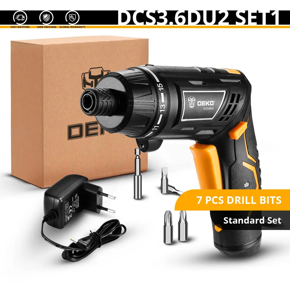 SET 1 DEKO DCS3.6DU2 Беспроводная электрическая отвертка аккумуляторная батарея отвертка Вращающаяся ручка светодиодный фонарь бытовой DIY - Цвет: SET 1