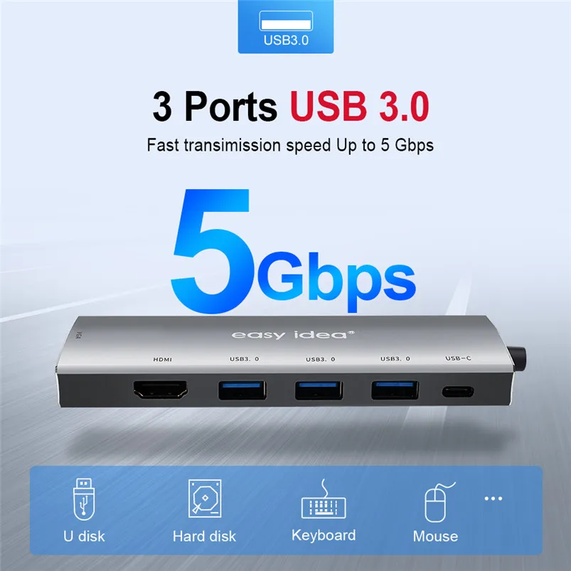 USB C концентратор Мульти USB 3,0 концентратор расширитель Тип C Hab адаптер HDMI VGA порт для MacBook Pro huawei USB сплиттер компьютерные аксессуары