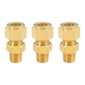 

uxcell Brass Compression Tube Fitting 9.6mm OD 1/4 NPT Male Thread Pipe Adapter for Water Garden Irrigation System 3pcs