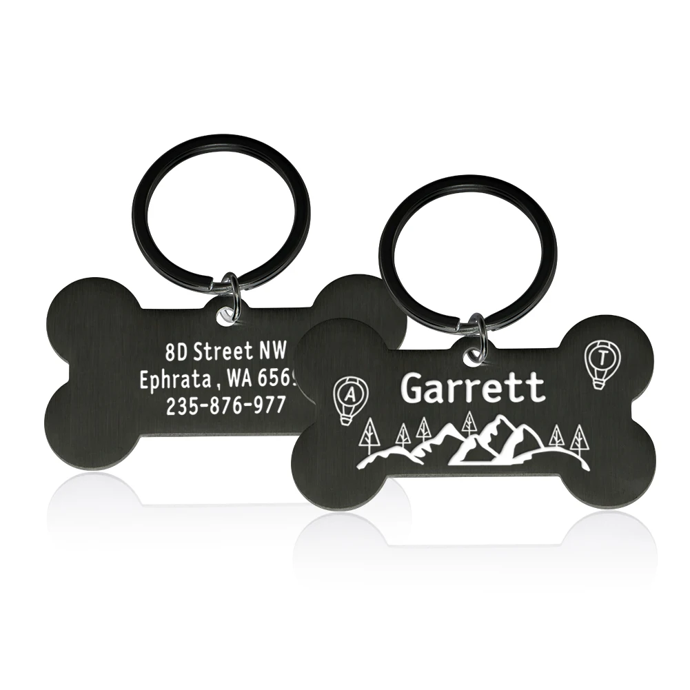 Llavero con chapa de identificación de perro personalizada, Nombre de mascota grabado, dirección, teléfono para gato, cachorro, Collar antipérdida, llavero, accesorios para mascotas
