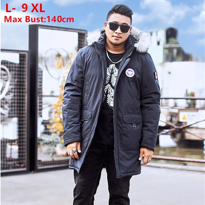 Зимняя куртка мужская черная утепленная для человек холодный синий 6XL 7XL 8XL 9XL 10XL