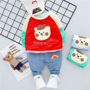 

2020 Autumn Baby Boys Girls Clothing Sets Long Sleeve T Shirt Jeans Inafnt Newborn Clothes Kids Children Costume