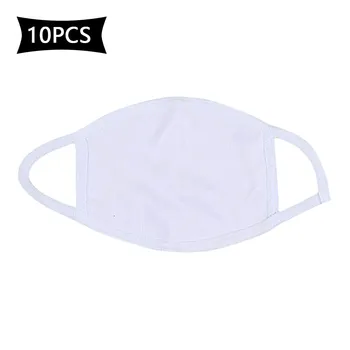 

10PCS White Cotton Earloop Face Mask Outdoor PM2.5 Haze Dustproof Protection Mask Washable and Reusable Breathable Mouth Mask