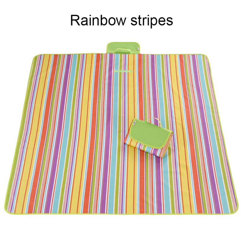 Rainbow stripes 145x180/145x200/195x200 см Водонепроницаемый складной Открытый Кемпинг Коврик для йоги расширить коврик для пикника плед пляж Одеяло Детские многопользовательский мат - Цвет: Rainbow stripes