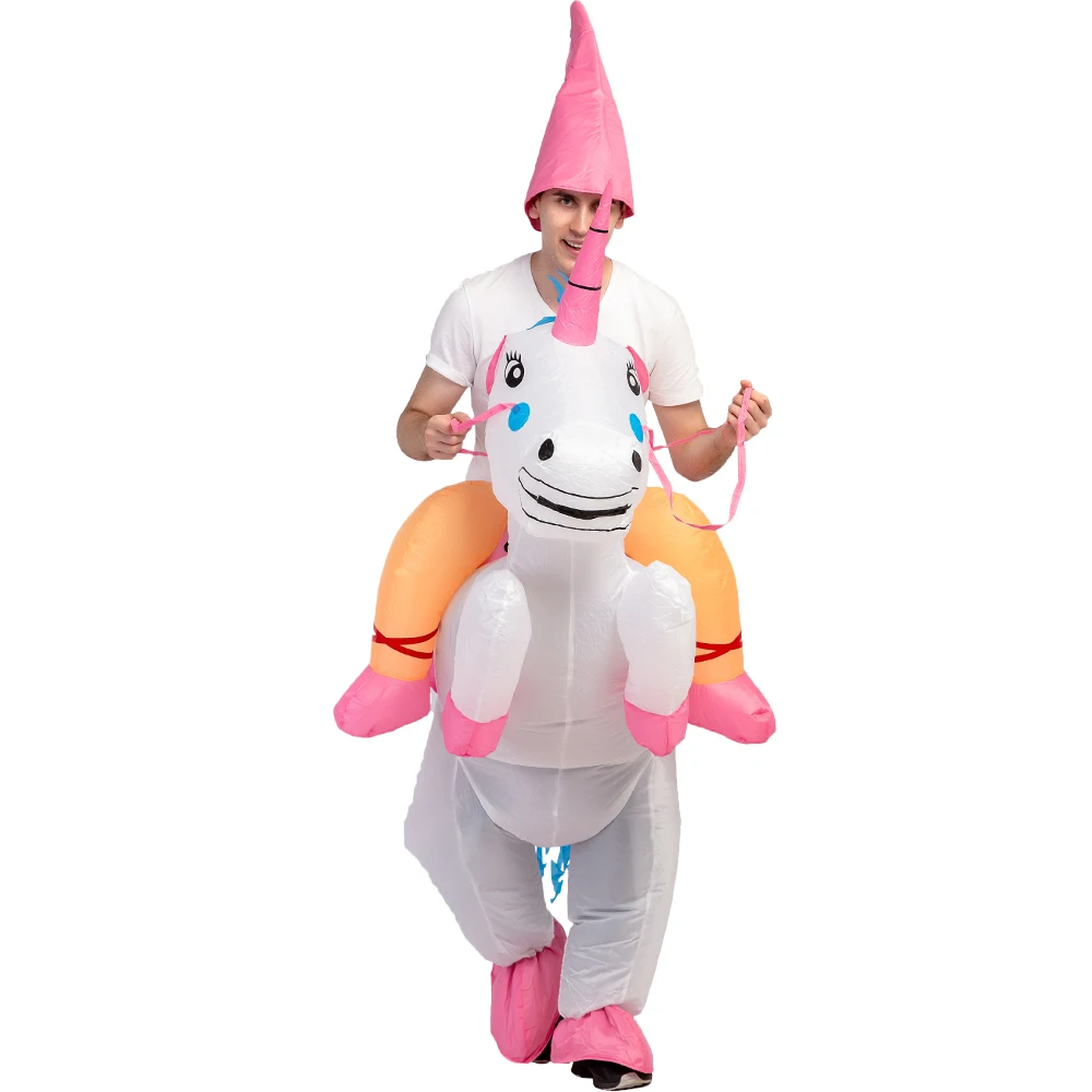 Adult Unicorn Inflatable Costume Halloween Cosplay Animal Anime Fancy Dress Riding On Dino Blow Up Carnival Costumes For Kids Adult Unicorn Inflatable Costume Halloween Cosplay Animal Anime Fancy Dress Riding On Dino Blow Up Carnival Costumes For Kids