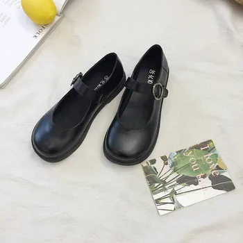 

Spring Style Head Soft Girl Small Leather Shoes Mary Jane Shoes Big Head Shoes Students Versatile Flat Keel Thin Shoes lykj-yx