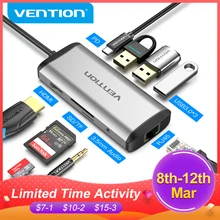 Vention Hub USB Type C vers Adaptateur HDMI 4K RJ45 VGA USB 3.0 Moyeu pour Macbook Air Pro Huawei USB-C Type-c 3.1 Répartiteur USB Hub