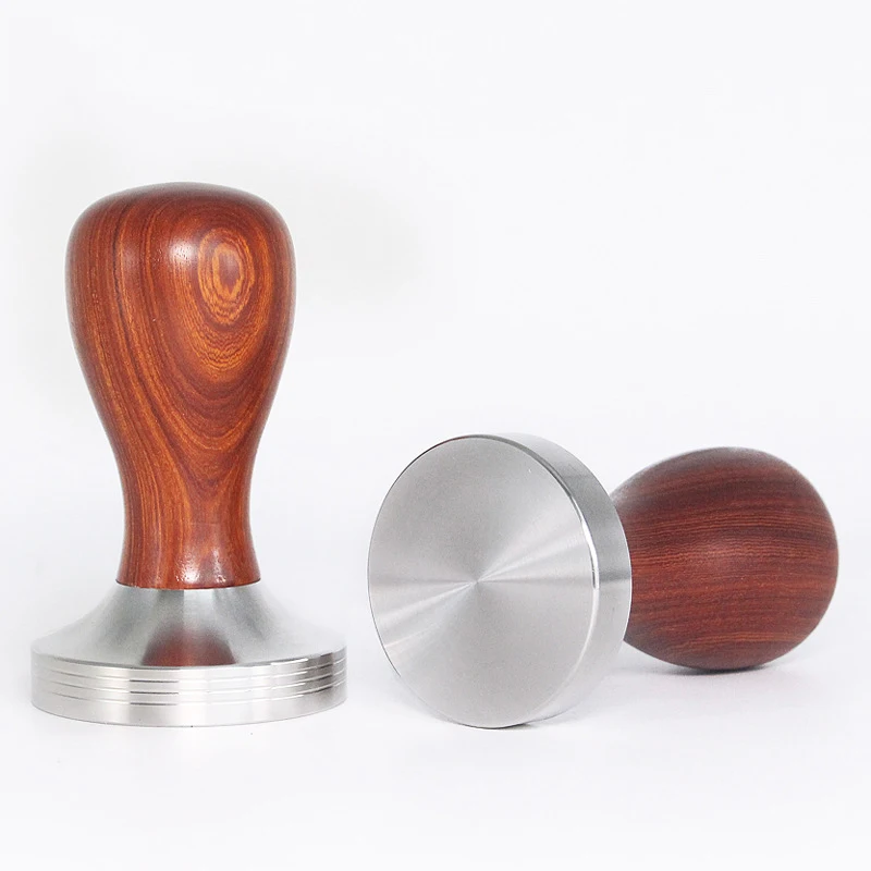 

Flat and Thread Bottom Red Wood Handle Coffee Tamper Powder Hammer Barista Tools Flat Espresso Tamper Coffee Accessories