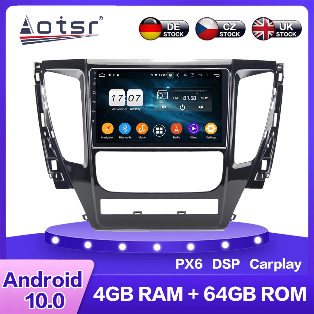 Для MITSUBISHI PAJERO 2017 2019 Android 10 0 PX6 автомобильный мультимедийный DVD плеер 4 + 64 ГБ Авто GPS