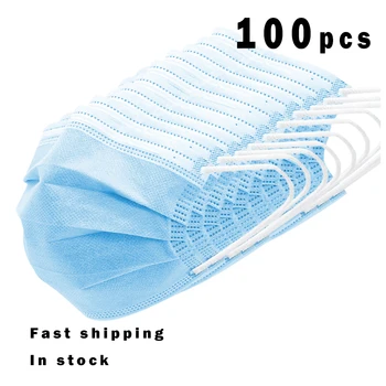

100pcs Disposable Mask Face 3 Layers Filter Non Woven Dustproof Mouth Mask 24 hours Shipping