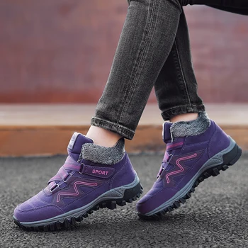 

New Winter Women Snow Boots Super Warm Thick Plush Woman Shoes Suede Slip-on Wedge Waterproof Boots Warm Casual Shoes