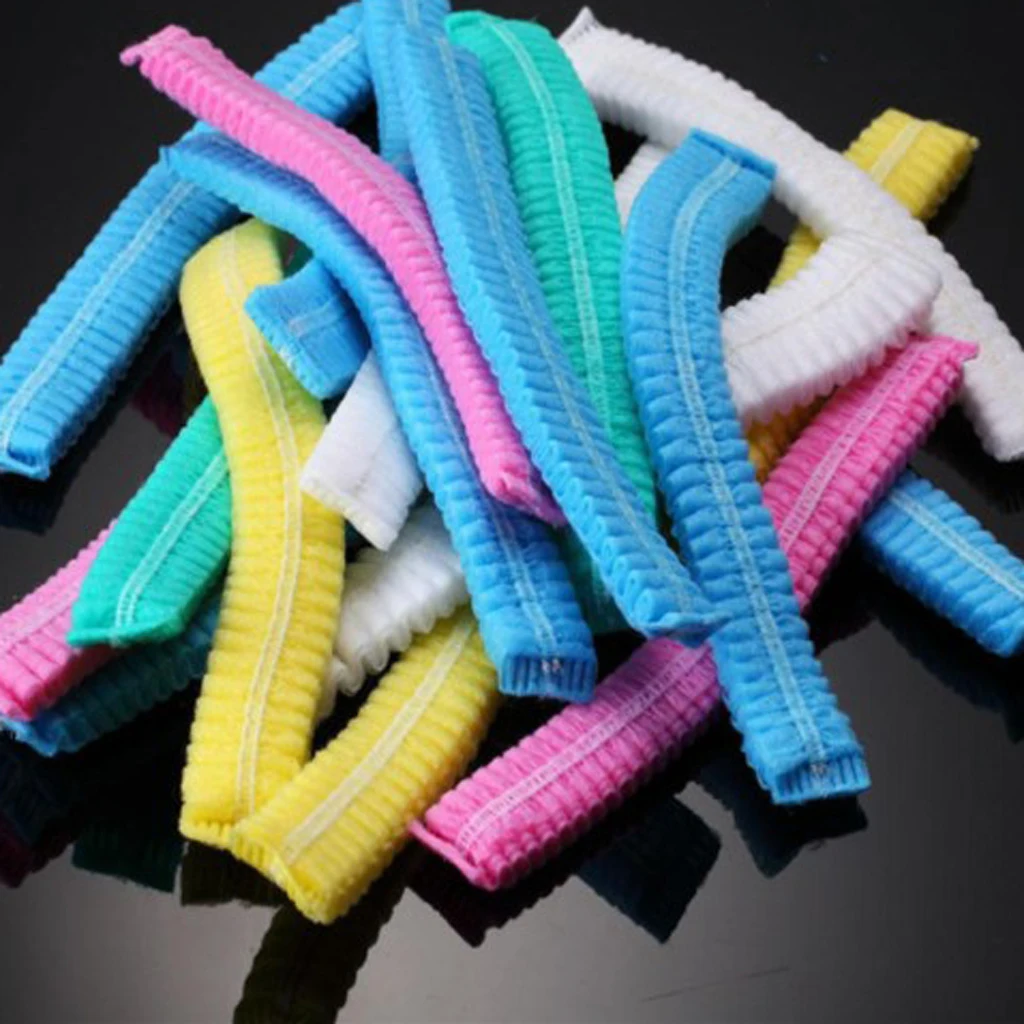 100x Disposable Mob Cap Non Woven Anti Dust Hat Head Cover Food Catering Kitchen Disposable Cap hair Protective Catering