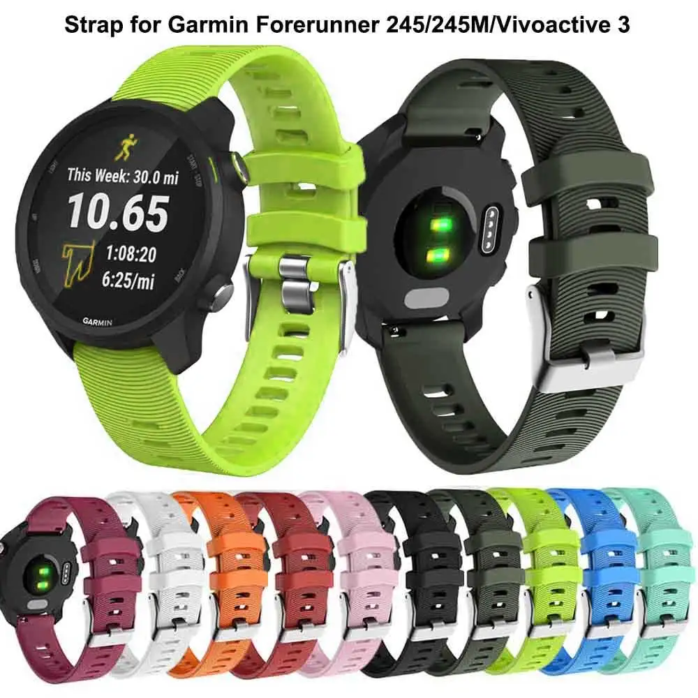 Сменный силиконовый ремешок 20 мм для смарт часов Garmin Forerunner 245 245M 645 Music Vivoactive 3/Vivomove