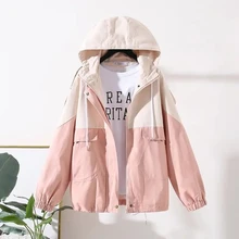 Spring Autumn Fashion Women  Jacket Pocket Zipper Hooded Outwear Loose Plus Size Windbreakers Female Casual Coats Tops New