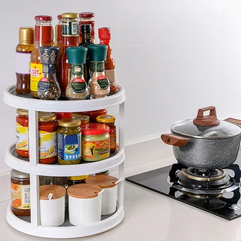 

HOT SALE!! Kitchen Cabineted Rotating Multilayer Storage Rack Desktop Cosmetics Organizer Seasoning storage bottle Storage Rack