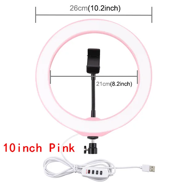 PU397F 10 Inch 10/12 дюймовый светодиодный кольцевой светильник с регулируемой яркостью для селфи блоггер Vlogging Youtube видео светильник& Холодный башмак штатив с шаровой головкой и зажимом для телефона - Цвет: PU397F 10 Inch