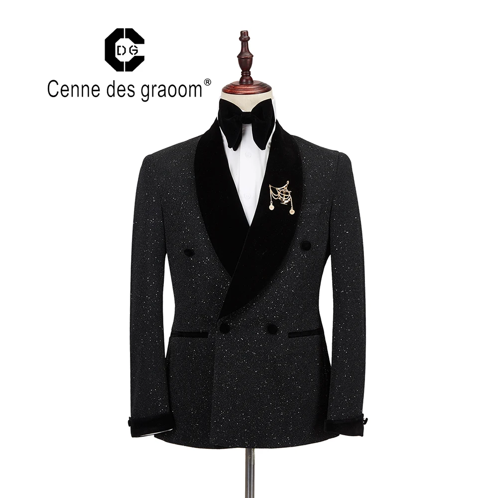 Men Suit Tuxedo 2 Pieces Double Breasted Shawl Lapel Wedding Party Singer Costume Groom On Stage Christmas mens suit