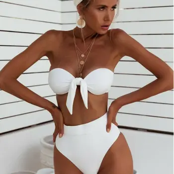 

Women Bandeau Padded Push Up Strapless Swimsuit Bathing Suit Swimwear Bikini Set