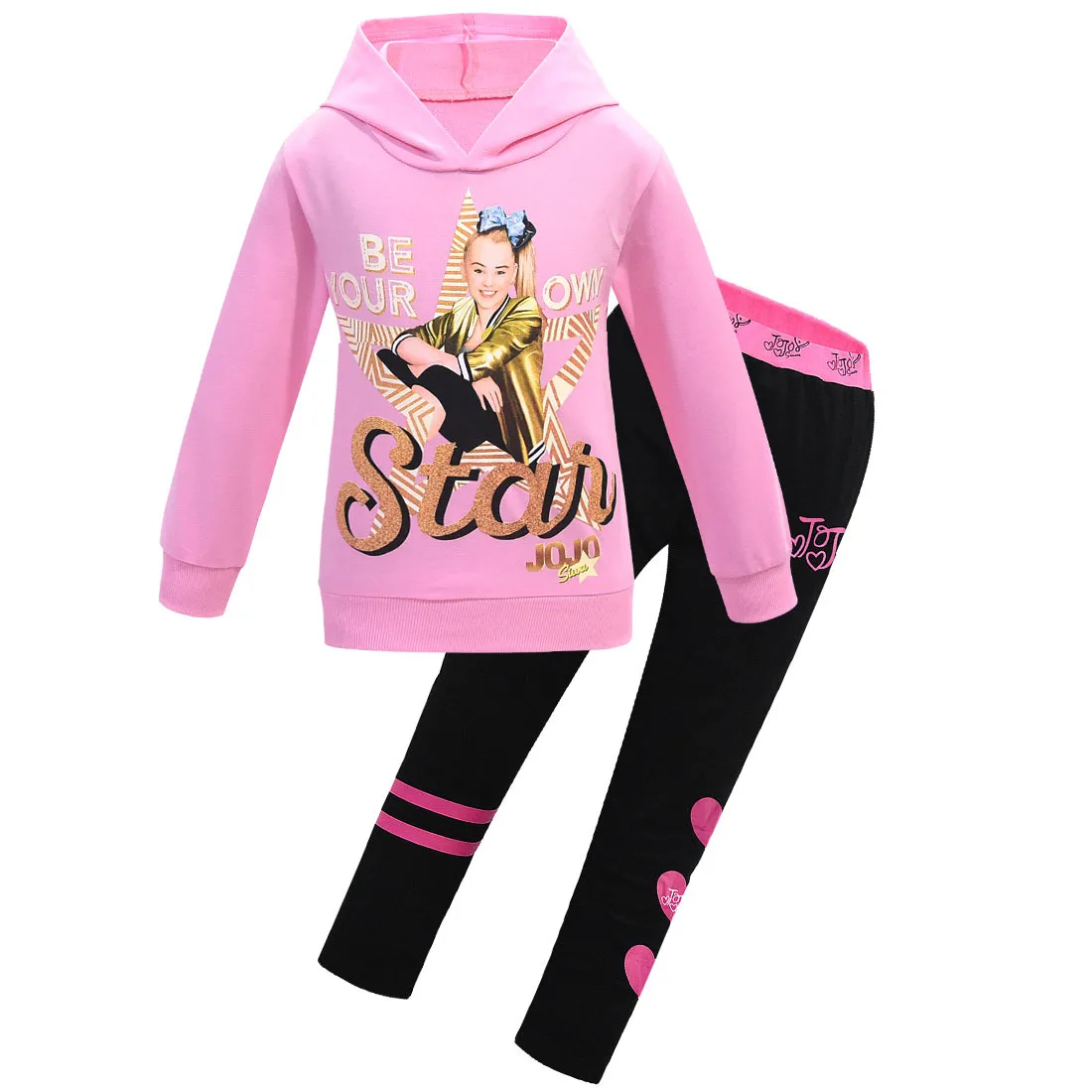 7220set-pink JOJO Siwa/комплекты для маленьких детей зимняя одежда футболка+ штаны с длинными рукавами, комплект молнии, весенние толстовки 2 предмета, рождественские наряды для девочек-подростков - Цвет: 7220set-pink