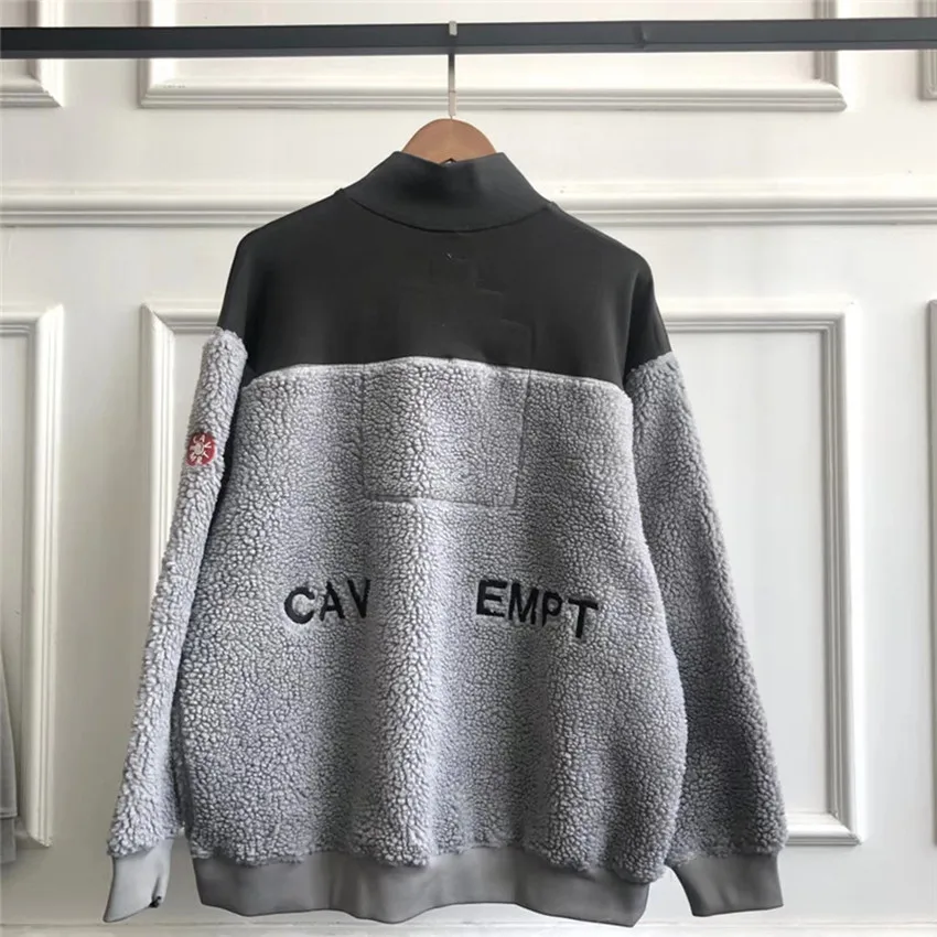 

Best-Quality CAV EMPT Hoodie Hairy Stand-up Collar Heavy Fleece Zip Up Coat Autumn Winter Warm Embroidery CAVEMPT Sweatshirts