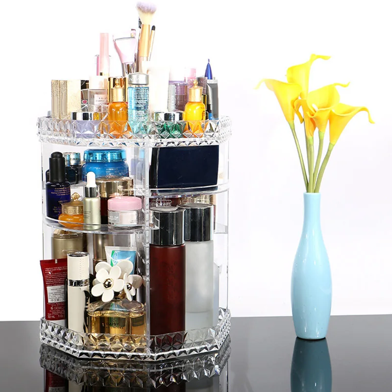 

360 Rotating Crystal Cosmetic Storage Box Multifunction Detachable Makeup Organizer V9-Drop