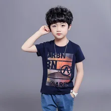 Летняя одежда новая стильная футболка с короткими рукавами для мальчиков детские топы для больших мальчиков модная футболка с короткими рукавами для мальчиков