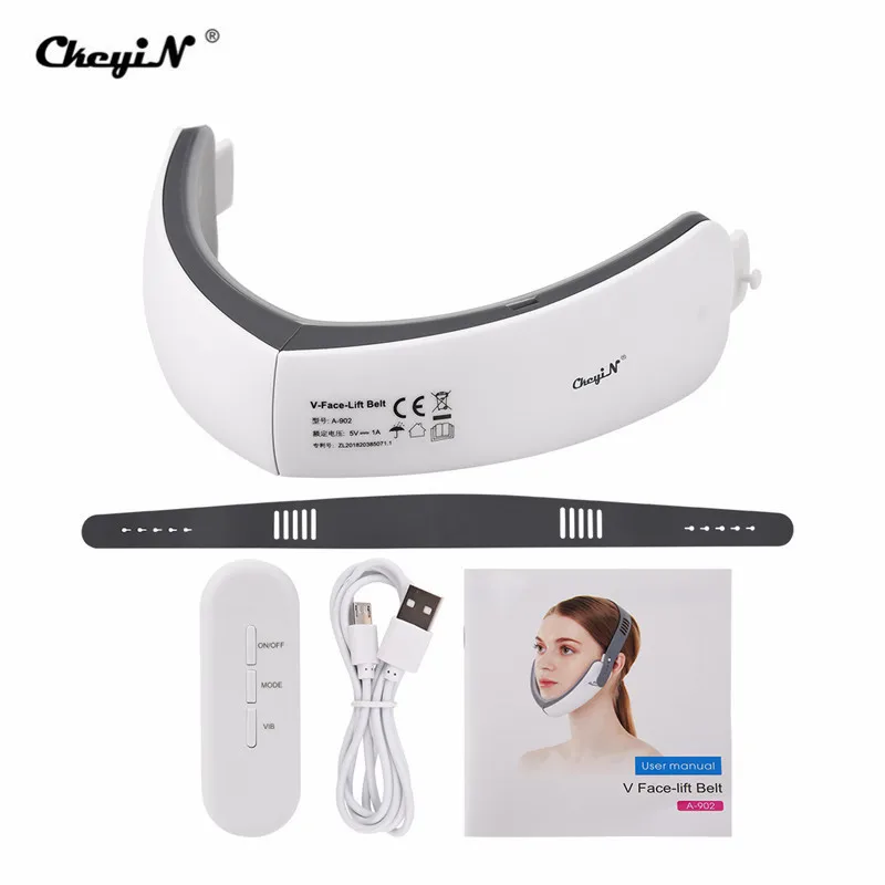 

Red Blue LED Photon Therapy Face Slimming Vibration Massager Cheek Reduce Double Chin V-Line Up Lift Belt kin Rejuvenation