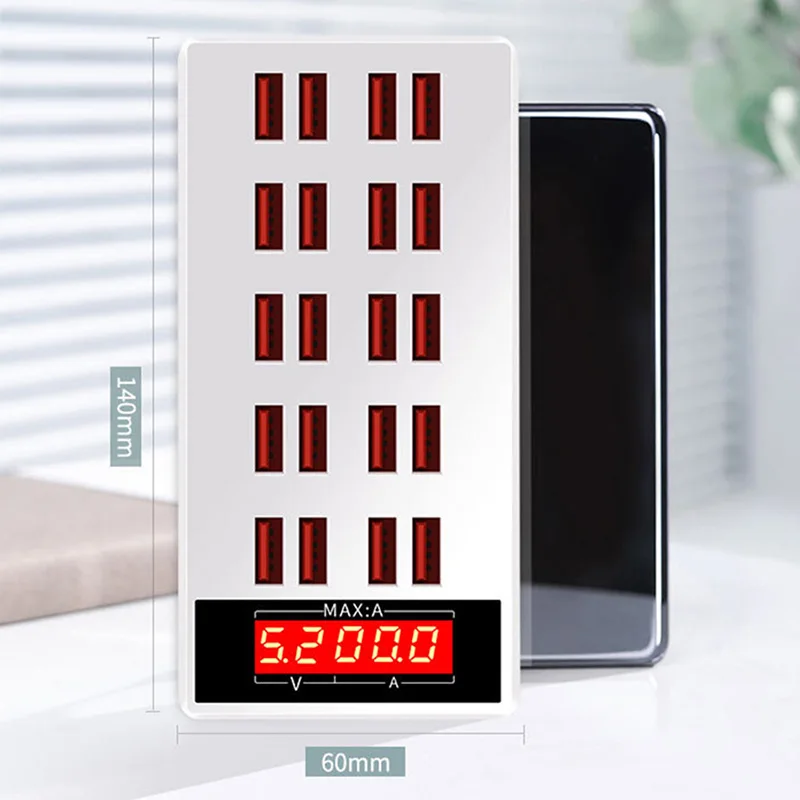 

20-Ports 100W USB Hub Phone Charger with LED Display Charging Dock Station Adapter JHP-Best