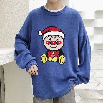 

2019 Winter Men's Cashmere Sweater Fashion Trend Coats Round Neck Knitting Woolen Pullover Male Embroidery Sweater Size M-2XL