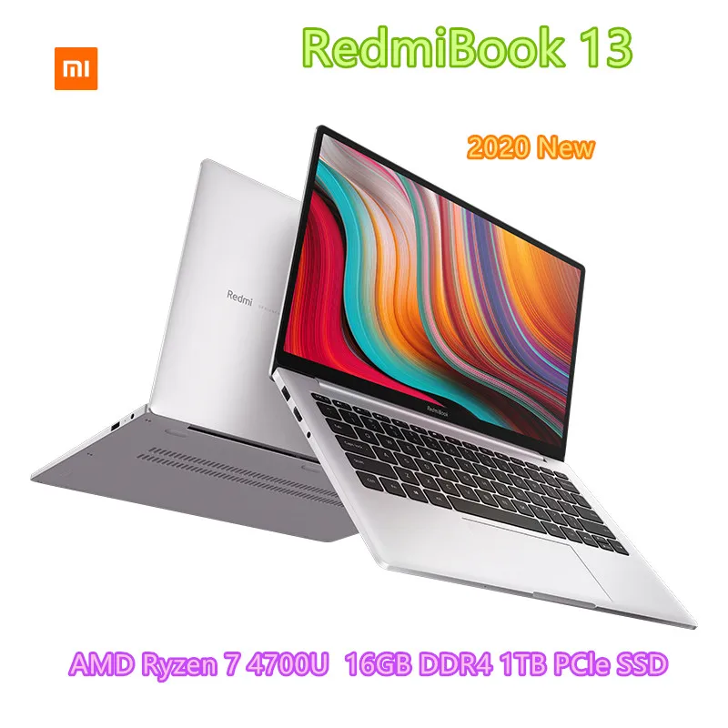 2020 Новый Xiaomi Mi RedmiBook 13 3 дюймовый ноутбук AMD Ryzen 7 4700U 16 Гб DDR4 1 ТБ PCIe SSD восемь ядер