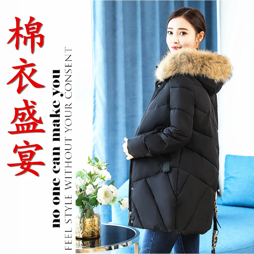 

2019 Winter New Style WOMEN'S Dress Korean-style Slim Fit down Jacket Cotton-padded Clothes Women's Mid-length WOMEN'S Cotton Pa