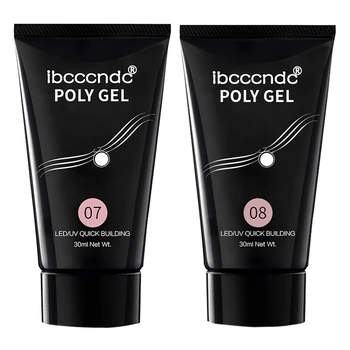 

Ibcccndc 2Pcs 30Ml Poly Gel Long-Lasting Finger Nail Crystal Jelly Camouflage Uv Lamp Extension Gel Uv&Led Lamp Acrylic - 08 & 0